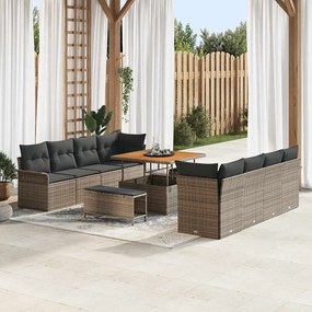 vidaXL Σετ Καναπέ Κήπου Ρυθμιζόμενο ύψος 11 pcs Γκρι συνθετικό ρατάν
