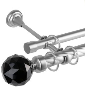 Κουρτινόβεργα διπλή twist Cristal Noir 25/19 – χρώμιο ματ - 240 cm
