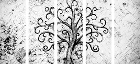 Εικόνα 5 μερών σύμβολο του δέντρου της ζωής σε ασπρόμαυρο - 200x100