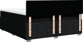 vidaXL Κρεβάτι Boxspring με Στρώμα Μαύρο 180x200 εκ. Υφασμάτινο