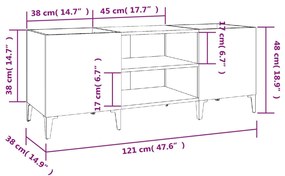 Δισκοθήκη Γυαλιστερή Λευκή 121x38x48 εκ. από Επεξεργασμένο Ξύλο - Λευκό