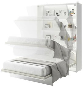 Κρεβάτι - ντουλάπα Concept Pro Lenart AH109, Διπλό, Άσπρο, 140x200, Πλαστικοποιημένη μοριοσανίδα, Τάβλες για Κρεβάτι, 155x237x217cm | Epipla1.gr