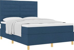 vidaXL Κρεβάτι με ελατήρια με στρώμα Μπλε 140 x 190 cm ύφασμα