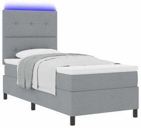 vidaXL Κρεβάτι με ελατήρια με στρώμα Ανοιχτό γκρι 80 x 200 cm ύφασμα