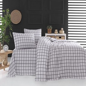 Σεντόνια Φανελένια Squares (Σετ 4τμχ) Grey Ρυθμός Queen Size 230x260cm 100% Cotton Flannel