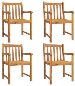 Καρέκλες Κήπου 4 τεμ. 56 x 55,5 x 90 εκ. από Μασίφ Ξύλο Ακακίας - Καφέ