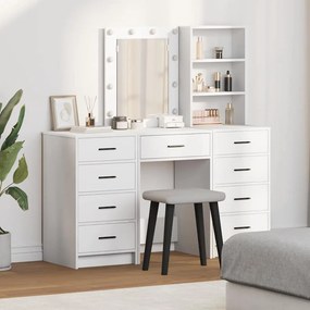 vidaXL Τραπέζι περιποίησης με συρτάρι 3 pcs Λευκό Επεξεργασμένο ξύλο