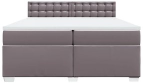 vidaXL Κρεβάτι Boxspring με Στρώμα Γκρι 200x200 εκ. Συνθετικό Δέρμα
