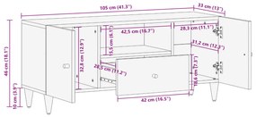 ΈΠΙΠΛΟ ΤΗΛΕΟΡΑΣΗΣ 105 X 33 X 46 ΕΚ. ΑΠΟ ΜΑΣΙΦ ΞΥΛΟ ΜΑΝΓΚΟ 358334