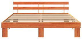 vidaXL Πλαίσιο κρεβατιού με κεφαλάρι καφέ 180x200 εκ. από μασίφ ξύλο πεύκου