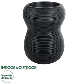 20774 GloboStar® Artificial Garden BARRIO 20774 Επιδαπέδιο Πολυεστερικό Τσιμεντένιο Κασπώ Γλάστρα - Flower Pot Μαύρο Φ45 x Υ63cm