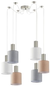 SE21-NM-4-BL6-SH12 ADEPT FLEX Nickel Matt Pendant White, Grey, Brown Fabric Shade+