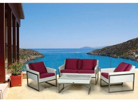 Καθιστικό Σετ Rattan 4 Τεμαχίων Με Ανοξείδωτο Σκελετό 130x79x73 3570 Red 4 Θέσεων