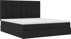 vidaXL Οθωμανικό Κρεβάτι με Στρώματα Μαύρο 200x200cm Ύφασμα