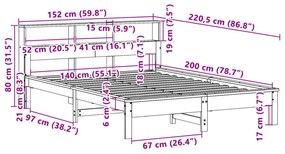 ΣΚΕΛΕΤΟΣ ΚΡΕΒΑΤΙΟΥ ΧΩΡΙΣ ΣΤΡΩΜΑ 140X200 ΕΚ ΜΑΣΙΦ ΞΥΛΟ ΠΕΥΚΟΥ 3309737