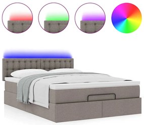 vidaXL Οθωμανικό κρεβάτι με στρώμα & LEDs Taupe 140x200 cm Ύφασμα