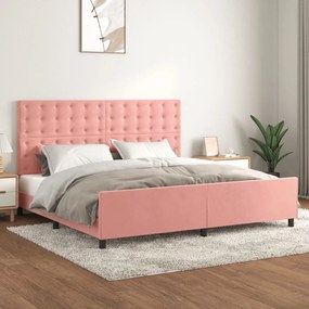 Πλαίσιο Κρεβατιού με Κεφαλάρι Ροζ 200x200 εκ. Βελούδινο