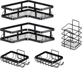 Επιτοίχια ράφια μπάνιου σε σετ 5Χ - 2155 - 170141 - Black
