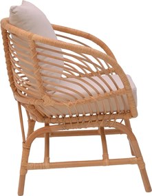 Πολυθρόνα Caxen pakoworld φυσικό rattan-λευκό μαξιλάρι 72x63x75εκ