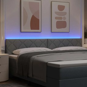 vidaXL Κεφαλάρι με φώτα λωρίδας LED Ανοιχτό γκρι 200 cm ύφασμα