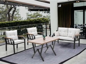 Σετ Κήπου Κρεμ / Μαύρο GREFER 120x58x78