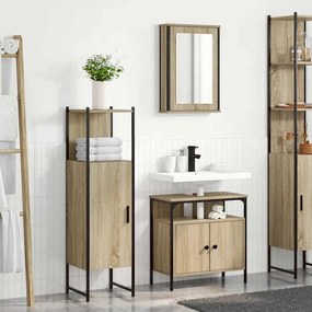 vidaXL Σετ Επίπλων Μπάνιου με ράφι 3 pcs Καφέ 33 x 33 x 120.5 εκ.