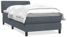 Κρεβάτι Boxspring με Στρώμα Σκούρο Γκρι 80x220 εκ. Βελούδινο - Γκρι