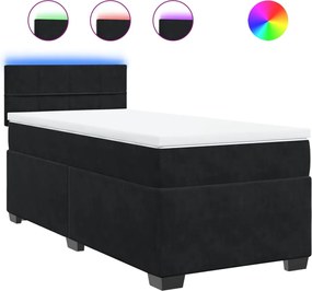 vidaXL Κρεβάτι Boxspring με Στρώμα Μαύρο 90x200 εκ. Βελούδινο