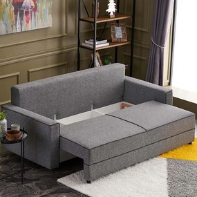 Καναπές - κρεβάτι Ece Megapap τριθέσιος υφασμάτινος χρώμα γκρι 215x90x88εκ. - Ύφασμα - PRGP043-0066,5