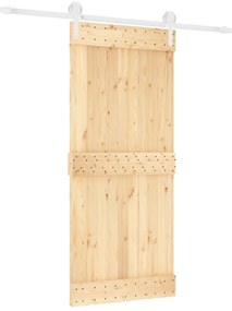 vidaXL Συρόμενη Μεσόπορτα με Μηχανισμό 90 x 210 εκ. Μασίφ Ξύλο Πεύκου