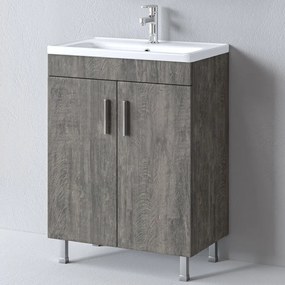 Έπιπλο Μπάνιου Πάγκος Με Νιπτήρα Skopelos S3BSK080BE0 78x36x83cm Grey-White Πορσελάνη,Μελαμίνη