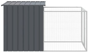 Σπιτάκι Σκύλου με Αυλή Ανθρακί 110x201x110 εκ. Γαλβαν. Χάλυβας - Ανθρακί