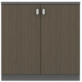 Ντουλάπι γραφείου επαγγελματικό χαμηλό Denith pakoworld ανθρακί-καρυδί 80x40x80εκ