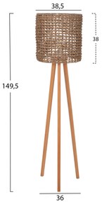 Επιδαπέδιο Φωτιστικό Rubberwood-Rattan-Seagrass Σε Φυσικό Φ36x149,5Υεκ.