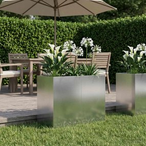 vidaXL Γλάστρα Κήπου Ασημί 80 x 40 x 60 cm Γαλβανισμένος Χάλυβας
