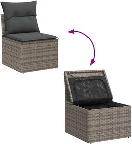 vidaXL Σετ Καναπέ Κήπου με μαξιλάρι 12 pcs Γκρι Πολυ ράταν