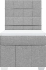 vidaXL Κρεβάτι Boxspring με Στρώμα Ανοιχτό Γκρι 90x200 εκ. Υφασμάτινο