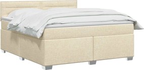 vidaXL Κρεβάτι box spring με στρώμα Κρεμ 180 x 200 cm Ύφασμα