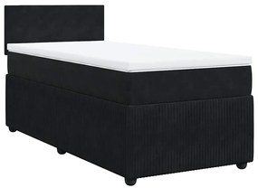 vidaXL Κρεβάτι Boxspring με Στρώμα Μαύρο 90x190 εκ. Βελούδινο