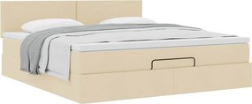 vidaXL Οθωμανικό Κρεβάτι με Στρώμα Κρέμα 160x200cm Ύφασμα