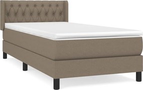 vidaXL Κρεβάτι Boxspring με Στρώμα Taupe 100 x 200 εκ. Υφασμάτινο