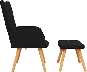 vidaXL Πολυθρόνα Relax Μαύρη Υφασμάτινη με Σκαμπό