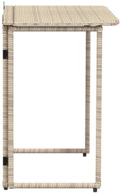 vidaXL Πτυσσόμενο τραπέζι κήπου Μπεζ 90x51x75 cm Poly Rattan