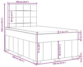 Κρεβάτι Boxspring με Στρώμα Ανοιχτό Γκρι 120x200 εκ. Υφασμάτινο - Γκρι