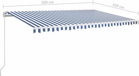 vidaXL Τέντα Συρόμενη Χειροκίνητη Μπλε / Λευκό 500x350 εκ.