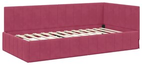 vidaXL Κρεβάτι Γωνίας με στρώμα Μπορντό 100 x 200 cm Βελούδο