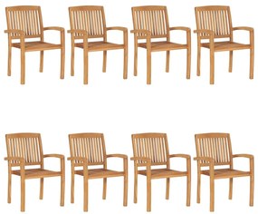 vidaXL Καρέκλες Κήπου Στοιβαζόμενες 8 τεμ. από Μασίφ Ξύλο Teak