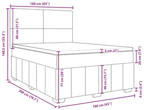 Κρεβάτι Boxspring με Στρώμα Μαύρο 160x200 εκ. Υφασμάτινο - Μαύρο