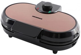 Βαφλιέρα Heinner Copper Crown HWF-1000CR με ισχύ 1000W, Αντικολλητικές πλάκες και 2 θέσεις ψησίματος