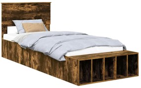 vidaXL Σκελετός Κρεβατιού Καπνιστό Δρύς 90 x 190 cm Επεξεργασμένο ξύλο